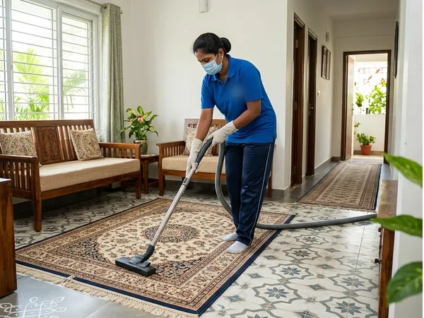 Rug and carpet vacuuming service in a Chennai home
