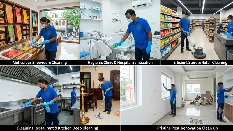 Professional cleaning of showrooms, clinics, stores and restaurants in Chennai
