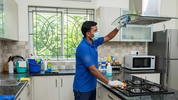 Kitchen chimney and stovetop deep cleaning in a Chennai home