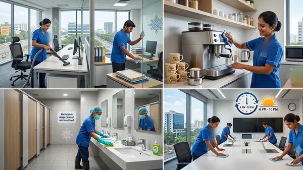 Office workstation, pantry and washroom cleaning in Chennai