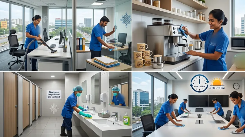Office workstation, pantry and washroom cleaning in Chennai